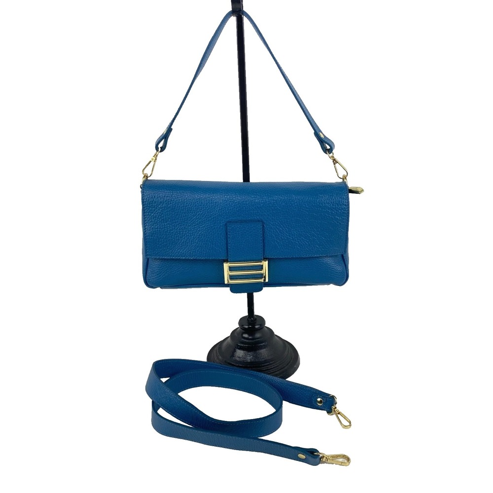 Divina Firenze Leather Shoulder Bag Purse Deep Teal Handbag 2 Straps, Excellent